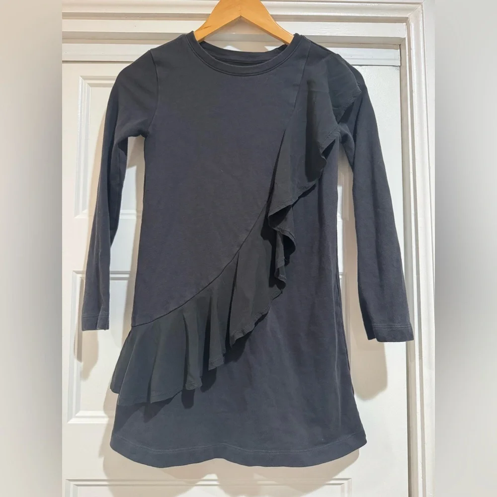 GAP kids girls black jersey ruffle dress
